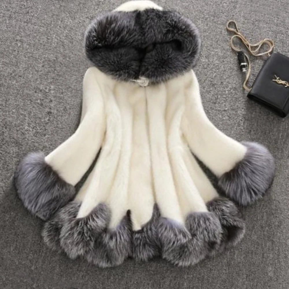 2026 Women Winter Plus Size Thick Furry Faux Fur Coat Female Hooded Long Sleeve Plush Jacket Lady Fake Fur Warm Fluffy Cardigan