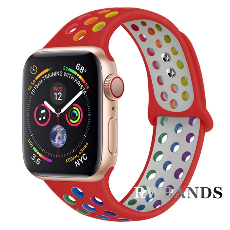 Sport Strap for Apple Watch Band 46mm 44mm 40mm 42-38-41mm 45mm Breathable Bracelet iWatch Series 10 9 8 7 6 SE 5 3 Ultra 2 49mm