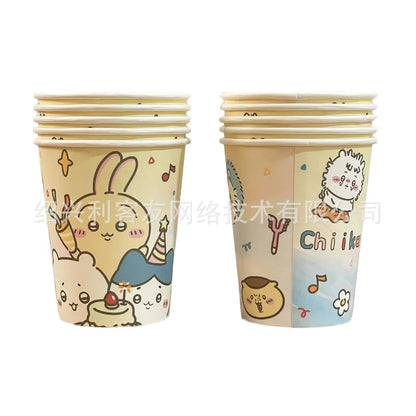 kawaii Chiikawa Birthday Party Disposable tableware Banner Cake Topper Hanging Flag Latex Foil Balloons Birthday Decorations Toy