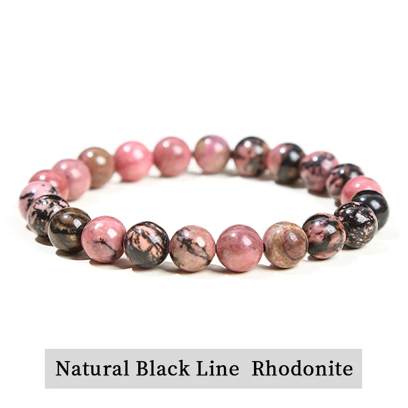 JD Natural Stone Beads Bracelet Amethyst Tiger Eye Crystal Quartz Agate Gem Beads Bangles Women Men Reiki Healling Jewelry Gift