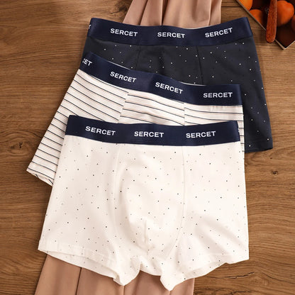 1/3PCS 95% Cotton Soft Boxers Striped/Dot/Plaid Knit Man Underwear Autumn Breathable Antibacterial 3D Mesh Crotch Men's Panties