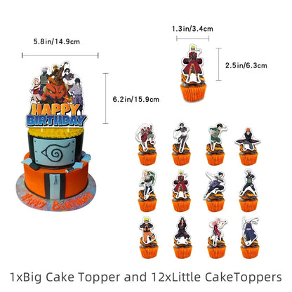Naruto Kakashi Balloons Uchiha Sasuke Ballons Happy Birthday Banner Party Decoration Kids Toy Cake Topper Disposable Tableware