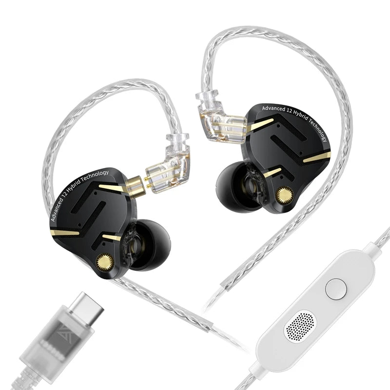 KZ ZS12 Pro 2 Flagship-Grade HiFi IEM Earphones Ultra-Linear 1DD+5BA Hybrid Driver Clarity Sound Wired Headphones Detachable Cable Ergonomic Gaming Earbuds