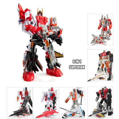 HZX 6 en 1 Devastator Haizhixing juguetes de transformación figura de acción de Anime KO G1 Robot avión vehículo de ingeniería m
