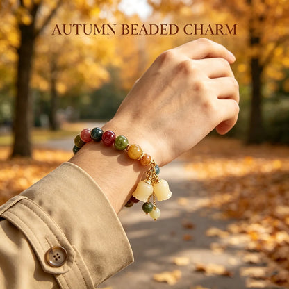 Vintage Antique Style Beaded Bracelet, Chinese Multi Gemstone Wristband with Carved Lily of The Valley Pendant, Retro Heirloom Aesthetic Jewelry Gift for Classic Fashion Lovers