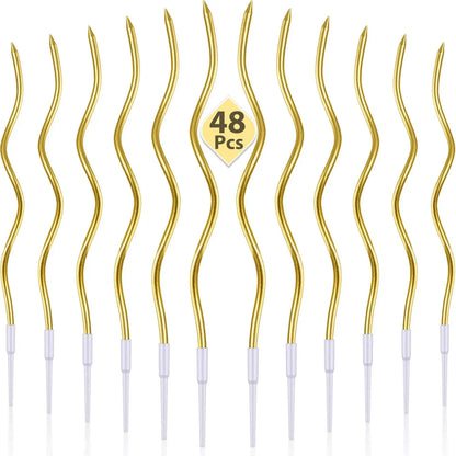 6/12/48pcs Birthday Candles Spiral Cake Candles  Long Thin Cake Candles For Wedding Party And Cake Decoration