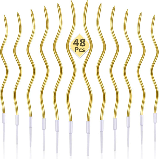 6/12/48pcs Birthday Candles Spiral Cake Candles  Long Thin Cake Candles For Wedding Party And Cake Decoration