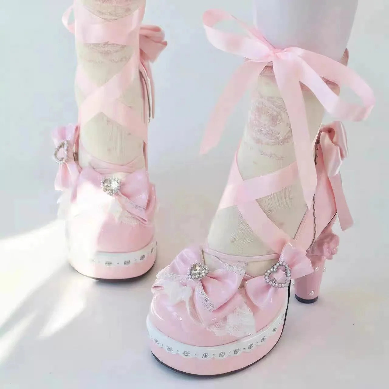 Original Sweet Lolita High Heels Big Size 42 Japanese Style Cosplay Women Leather Shoe Red Rhinestone Street Y2k Shoes Girl Cute