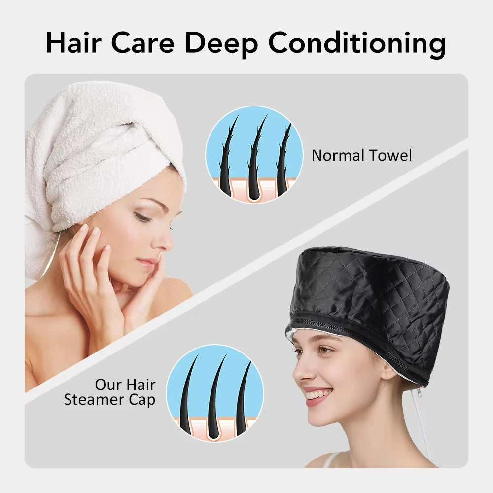 Professional Hair Steamer Cap Electric Heating Hair Cap Thermal Treatment Hat For Hair Care Deep Conditioning Coloring SPA Cap