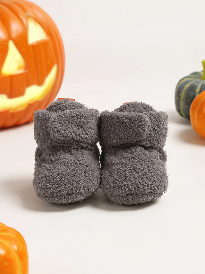 Halloween Pumpkin Baby Booties Stay On Slipper Winter Warm Soft Shoes Newborn Crib Sock Shoes