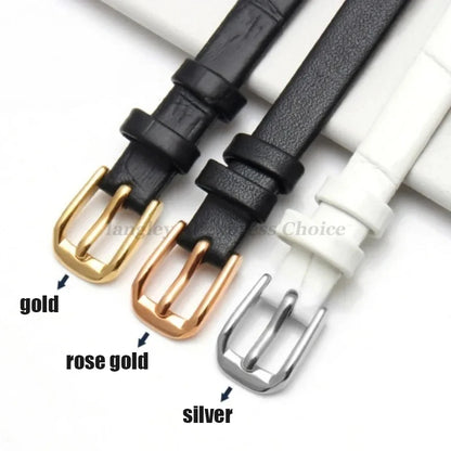 Gold Buckle Soft Cowhide Leather Bracelet Womens Fashion Wristwatch Watchband 8mm 10mm 12mm 13mm 14mm 15mm 16mm 17mm Watch Strap