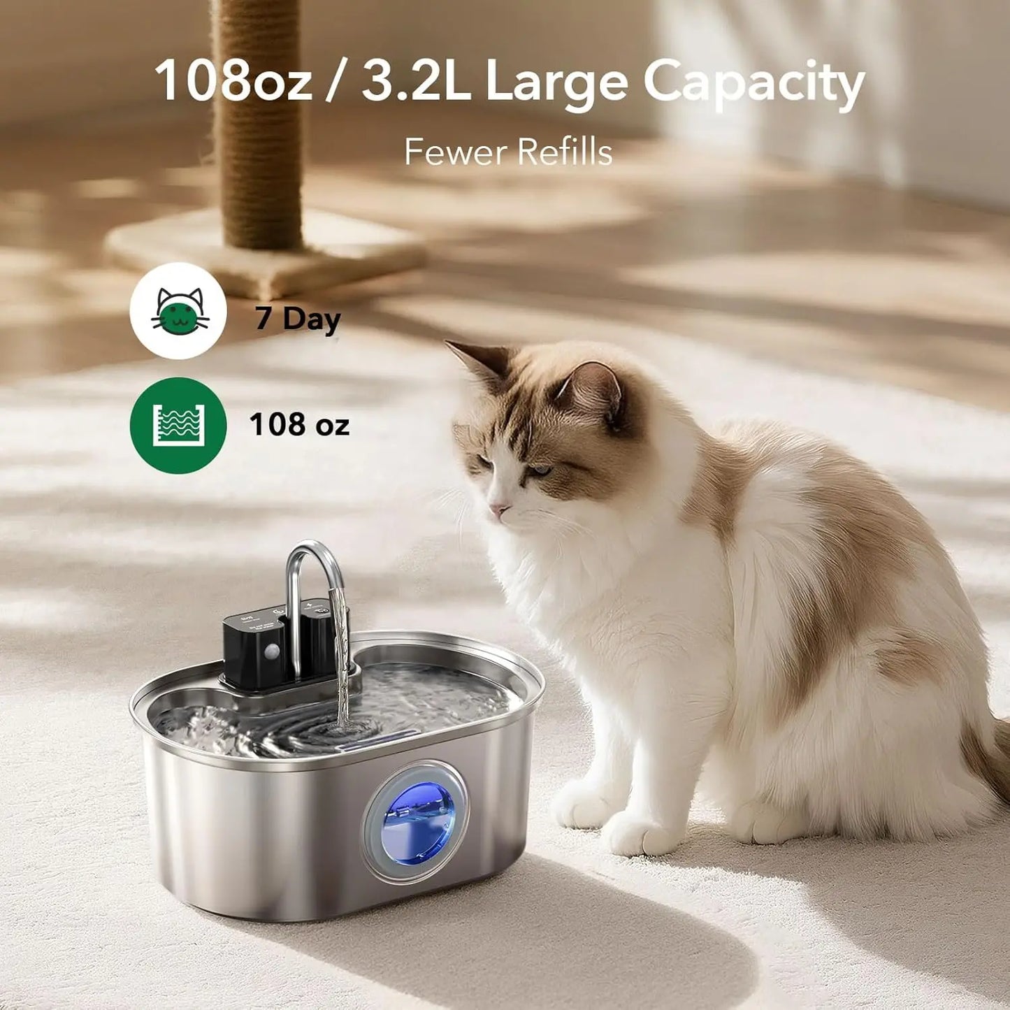 3L Stainless Steel Wireless Recharging Sensor Cat Water Fountain Auto Drinking Fountain For Cats Dog Drinker Pet Dispenser Bowl