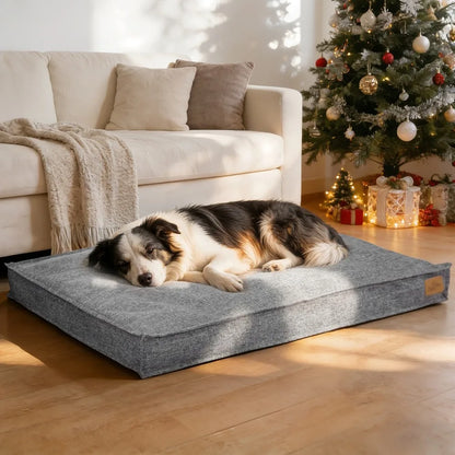 Large Dog Bed Washable Rectangular Dog Pet Pillow Bed with Linen Cover Foam Base Waterproof Lining Calming Sleep Pet Bed Mattress