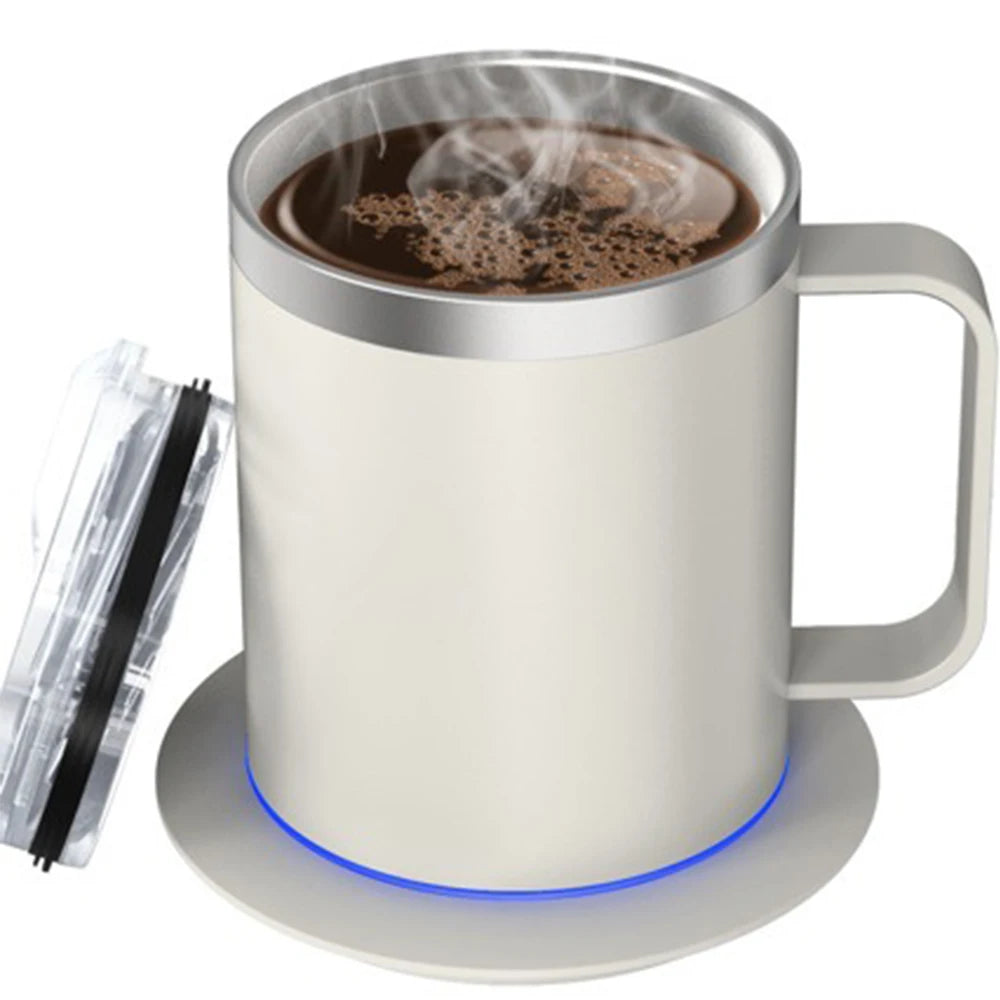 Self-Heating Coffee Mug - 12oz USB Electric Heated Mug Heat 131-149℉ Smart Warming Travel Mug Double Layer Food Grade Cup Warmer