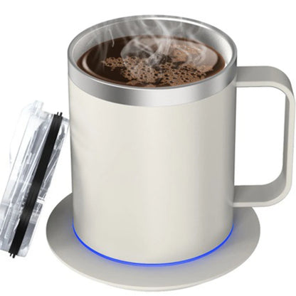 Self-Heating Coffee Mug - 12oz USB Electric Heated Mug Heat 131-149℉ Smart Warming Travel Mug Double Layer Food Grade Cup Warmer