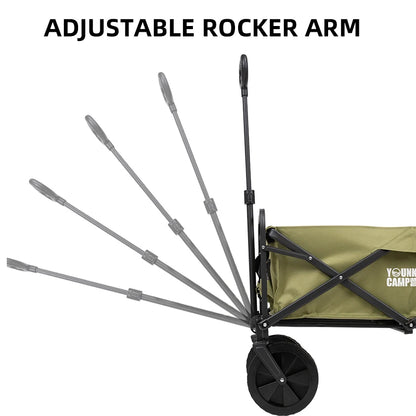 Large Capacity Collapsible Folding Utility Beach Wagon Cart Heavy Duty Fold Wagon Outdoor Trolley Portable Camping Cart