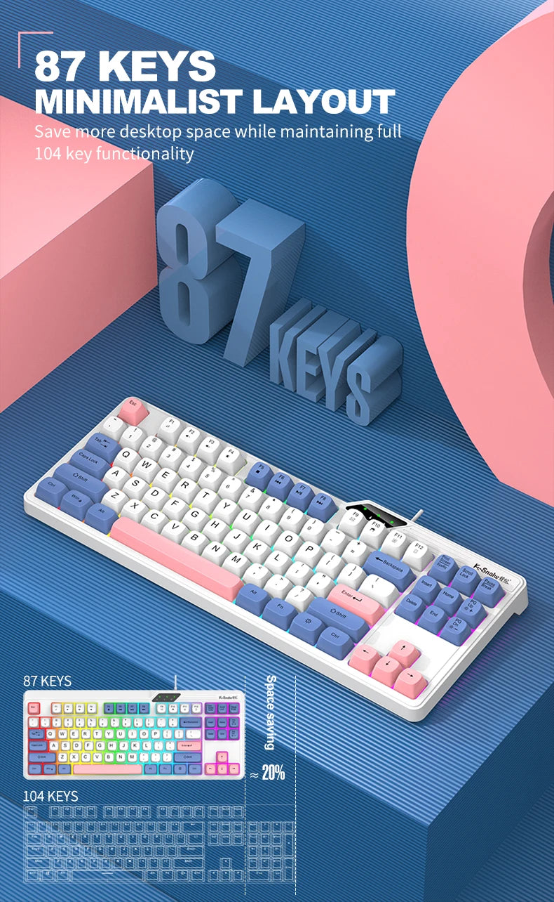 Wired Keyboard and Mouse Set，19-Key Rollover，Office/Gaming Compatible with Desktops and Laptops