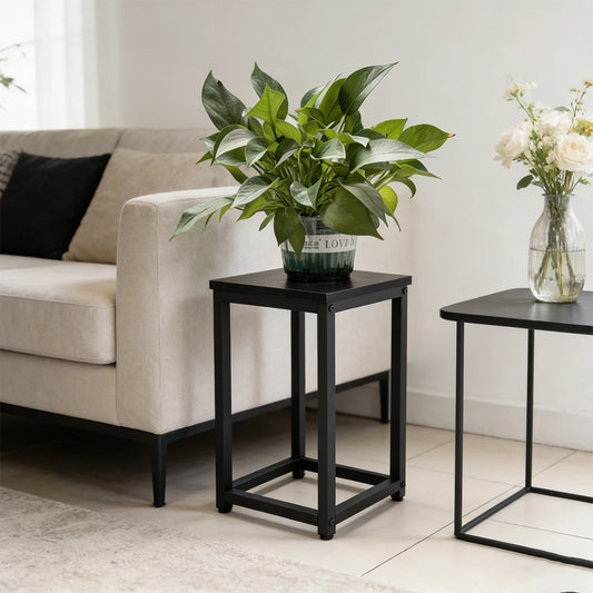 Metal Plant Stand, 40cm Tall Modern Square Plant Pedestal Stand, Heavy Duty Indoor Flower Pot Holder for Living Room Balcony Cor