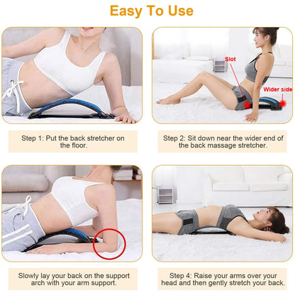3-Level Adjustable Back Stretcher, 96 Massage Points for Pain Relief, Arch Spinal Groove Support, 220lbs Capacity, for Sedentary/Driving/Posture Correction, 1 Piece