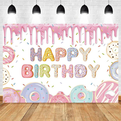 Donut Ice Cream Candy Photography Background 1st Birthday Party Decor Cake Table Banner Children Portrait Photo Studio Props