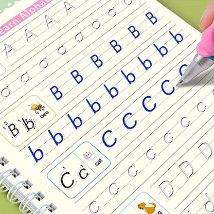 4Pcs Handwriting Workbooks Practice Copybook Magic Reusable Calligraphy Handwriting Tracing Practice Book for Kids Learning