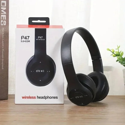 Wireless Headset Bluetooth 5.0 Foldable Sport Over Ear Headphones Stereo Bass Earphone for Running Gaming Phone Tablet