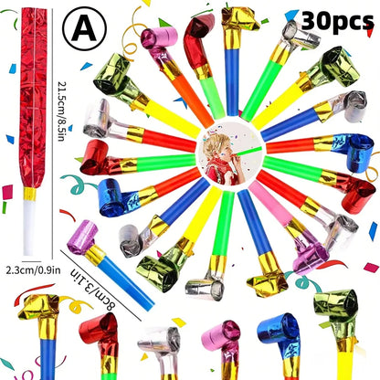10-50pcs Party Blowers Whistles,Colourful Noisemakers Party Blowouts Squawkers Fringed Noise Maker,Birthday Wedding Noisemakers