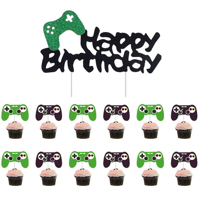 GamePad Cake Topper Happy Birthday Wedding Game on Kids Boys Party Baby Shower Cupcake Toppers Decoration Baking Supplies DIY