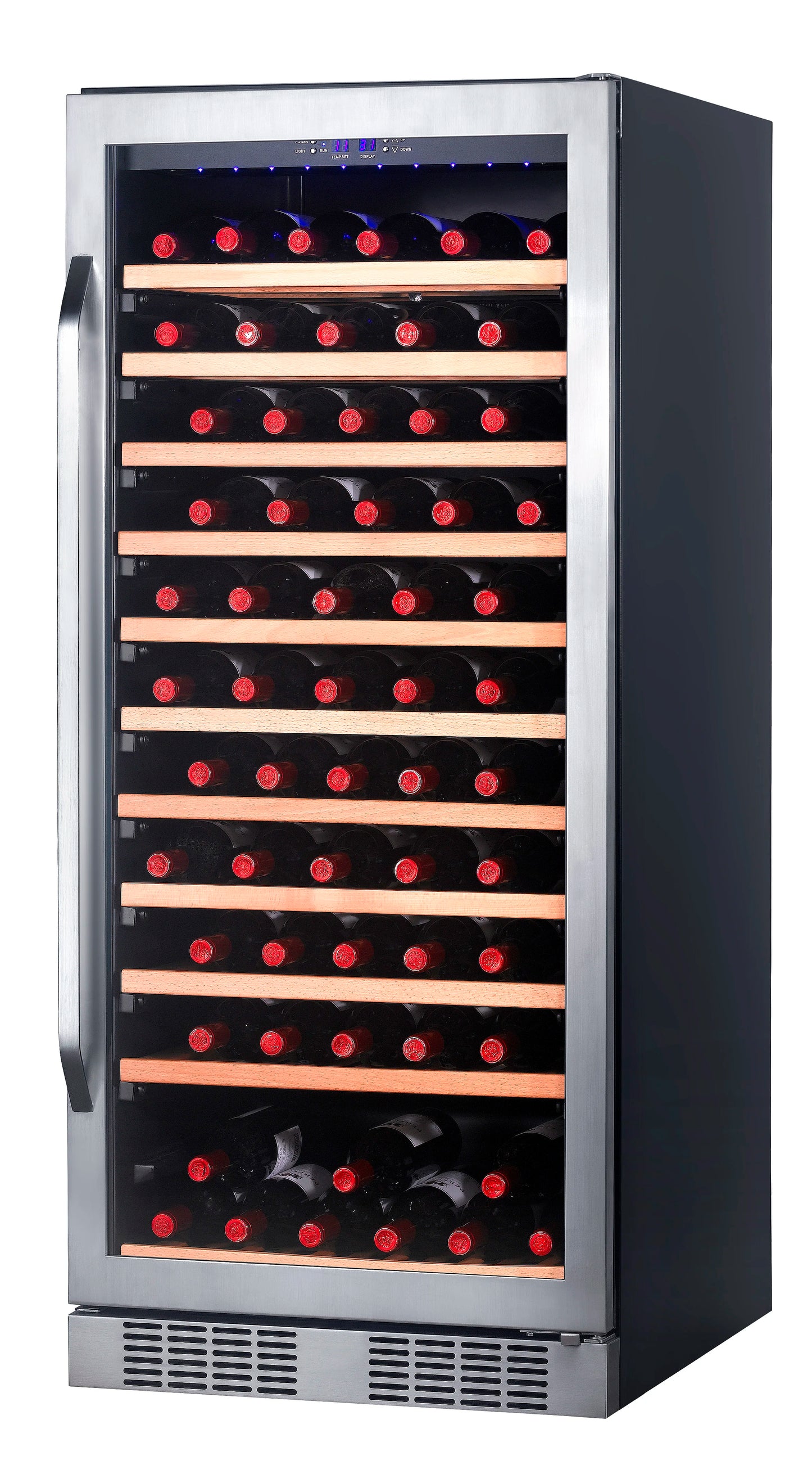 Airo ODM JG110A Electric Compact Single-Zone Stainless Steel Countertop Wine Cooler LED Display 3.0 Cu Ft Adjustable Thermostat