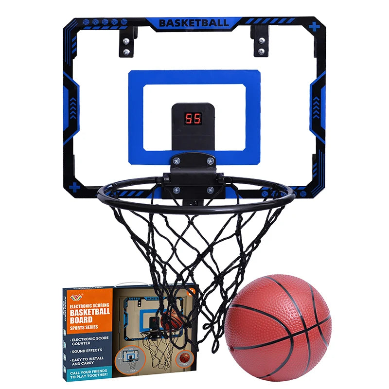 Wall Mounted Basketball Hoop Set with Digital Scoreboard, Kids Portable Outdoor Indoor Basketball Training Sport Funny Game Toys