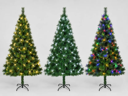 Artificial Christmas Tree 120-210cm PET Pine Needle Xmas Tree Optional USB Warm White Cool White Multicolor Lights Metal Stand