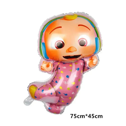 Cocomelon Balloon JJ Melon Watermelon Toy Happy Birthday Banner Party Decoration Backdrop Cake Topper JOJO Disposable Tableware