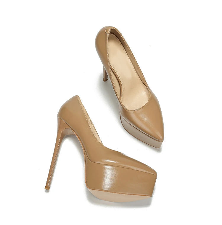Comemore Sexy Platform Stiletto Heel Pumps for Women Fashion Solid High Heels Female Shoes Pointed Toe Club Party Evening Shoes