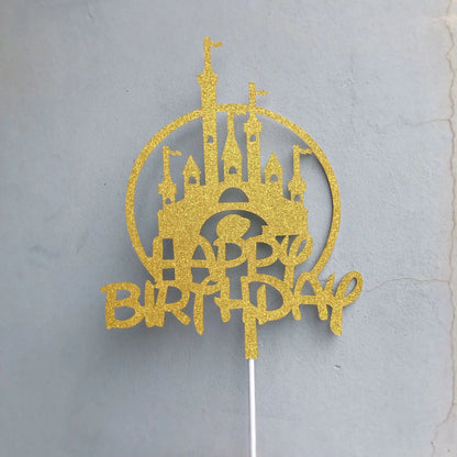 Castle Cake Topper Flag Rainbow Anniversary Cupcake Toppers For Wedding Happy Birthday Party Baking Decoration Happy New Year