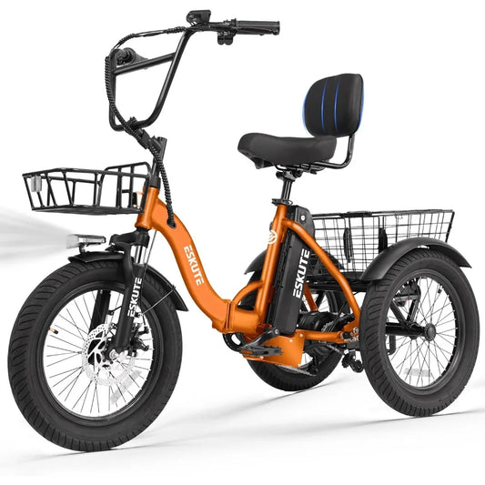 Folding 3 Wheel Electric Bike 1200W Motor 624Wh Battery 18MPH Adult Fat Tire Tricycle