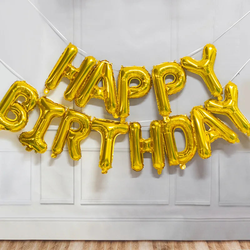 16inch Happy Birthday Decoration Balloons Pink Blue Letter Foil Ballons Set Birthday Party Decor Air Globos Balony Anniversaire