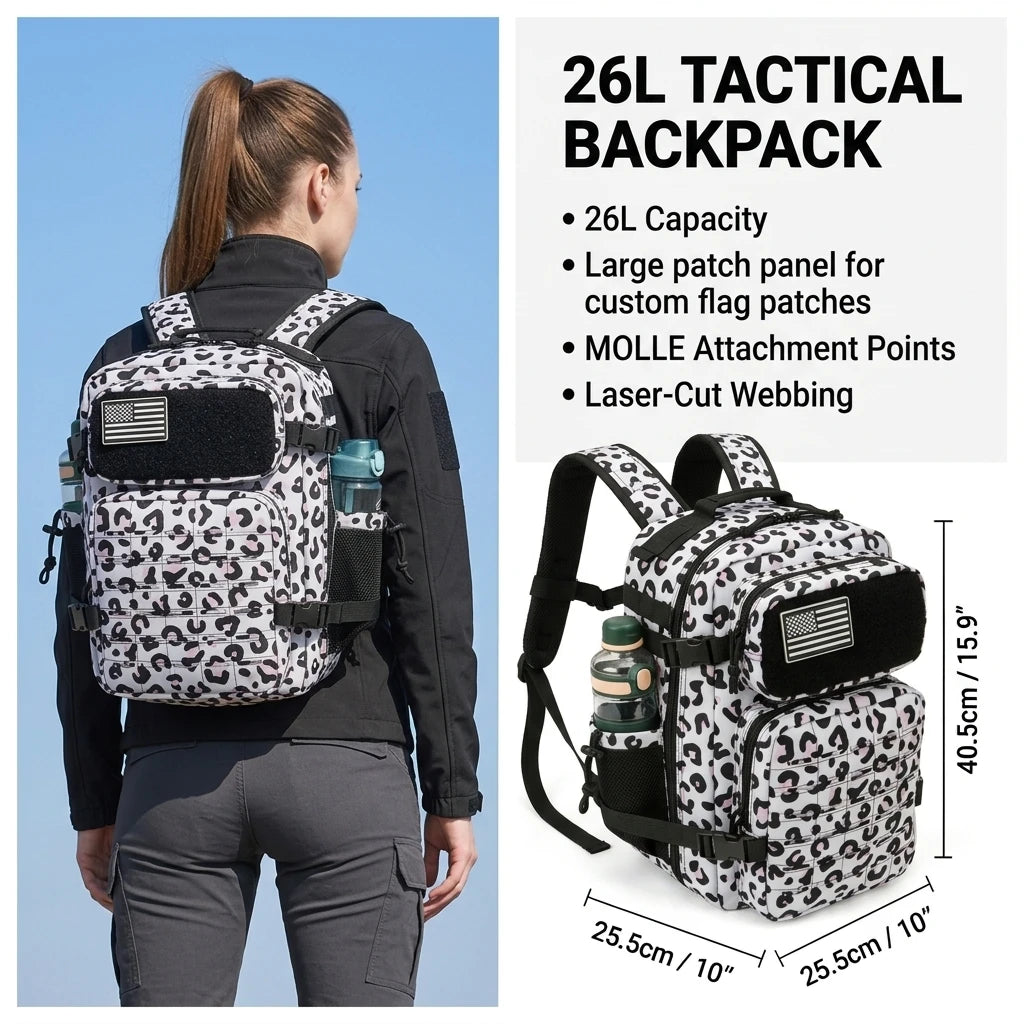 26L Tactical Backpack Men Women MOLLE Outdoor Survival Fitness Hiking Rucksack With Dual Double Cup Holders Camping Travel Daily Use Backpack