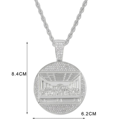New Last Supper Pendant Cuban Chain Necklace With 14mm Iced Out Chain Fashion Hip Hop Men Charm Pendant Tennis Necklaces Jewelry