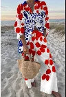 Summer Casual Shirts Two Piece Outfits 2 Pieces Set For Woman New In Matching Sets Blouse For Woman Temperament Vacation Printed