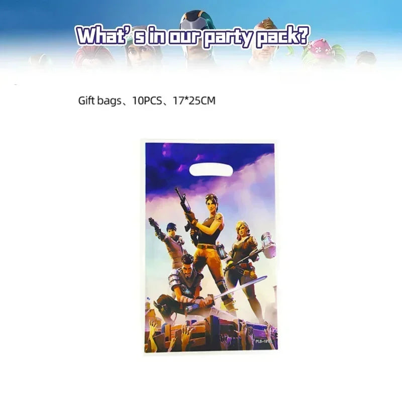 Fortnite Balloons Happy Birthday Banner Shooting Game Party Decoration Alpaca Llama Disposable Tableware Background Cake Topper