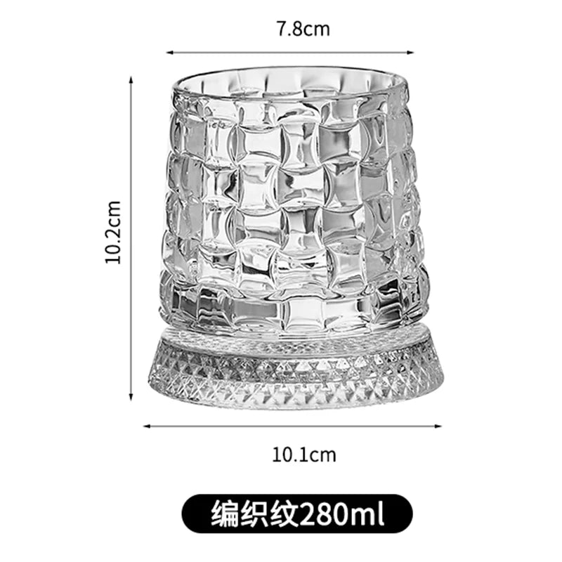 Luminous Rotating Whiskey Glass Glowing Rotation Wine Cup LED Lighted Drinking Cups Bar Glasses for Whiske, Cocktails, Tea
