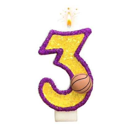 New 0-9 Number Birthday Candles Original Purple Edged Gold Basketball Birthday Cake Digital Party Anniversary Candle Decoration