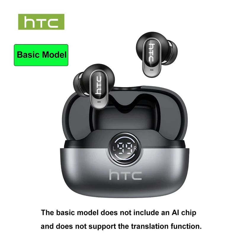 HTC NE79 TWS Bluetooth 6.0 Earphones AI Translator In-Ear HiFi Sound Headset for Sports Headset with Clear Call Mic