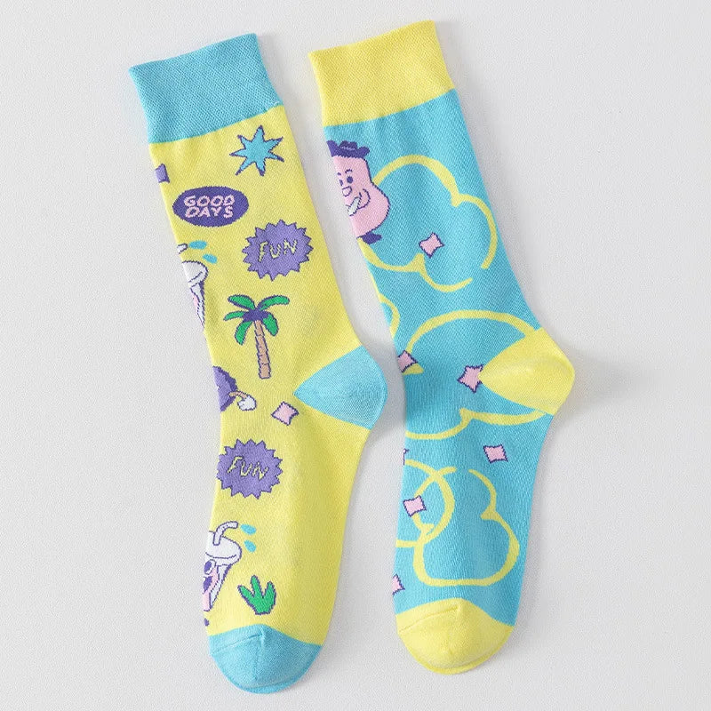 1 Pair Man Women Sock Original AB Tide Socks Colorful Cat Dog Koala Cow Cotton Socks Four Seasons Unisex Socks for Birthday Gift