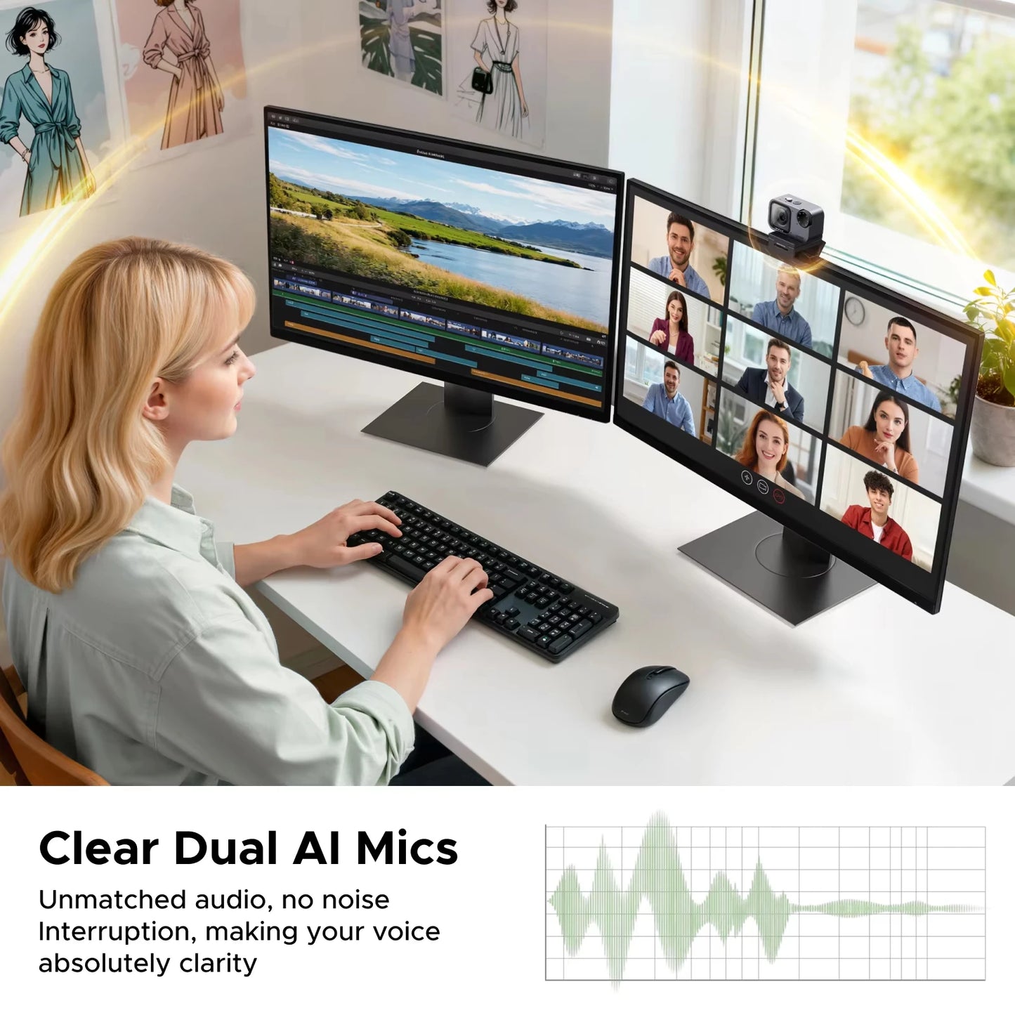 UGREEN FineCam Pro AI Smart PC 4K Webcam Auto Framing PDAF Focu Gesture Control AI Noise-Canceling Mic for Streaming Camera