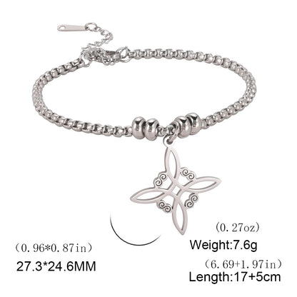 Dawapara Witch Knot Charm Bracelet for Women Celtics Knot Protection Amulet Bead Chain Stainless Steel Witchcraft Wiccan Jewelry