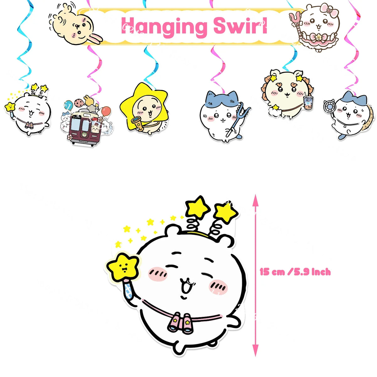 Chiikawa kawaii Happy Birthday Party Decorations Cute plate Banner Cake Topper Flag Balloons Disposable tableware Decorations
