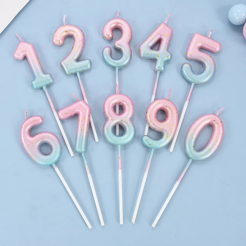 Gradient Cake Candles 0-9 Number Cake Topper Ins Birthday Cakes Toppers Birthdays Party Cupcake Decoration DIY Baking Supplies