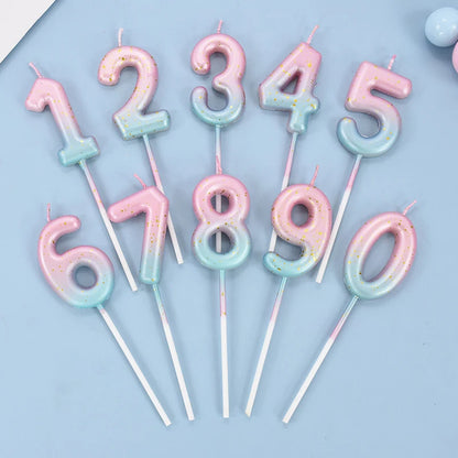 Gradient Cake Candles 0-9 Number Cake Topper Ins Birthday Cakes Toppers Birthdays Party Cupcake Decoration DIY Baking Supplies