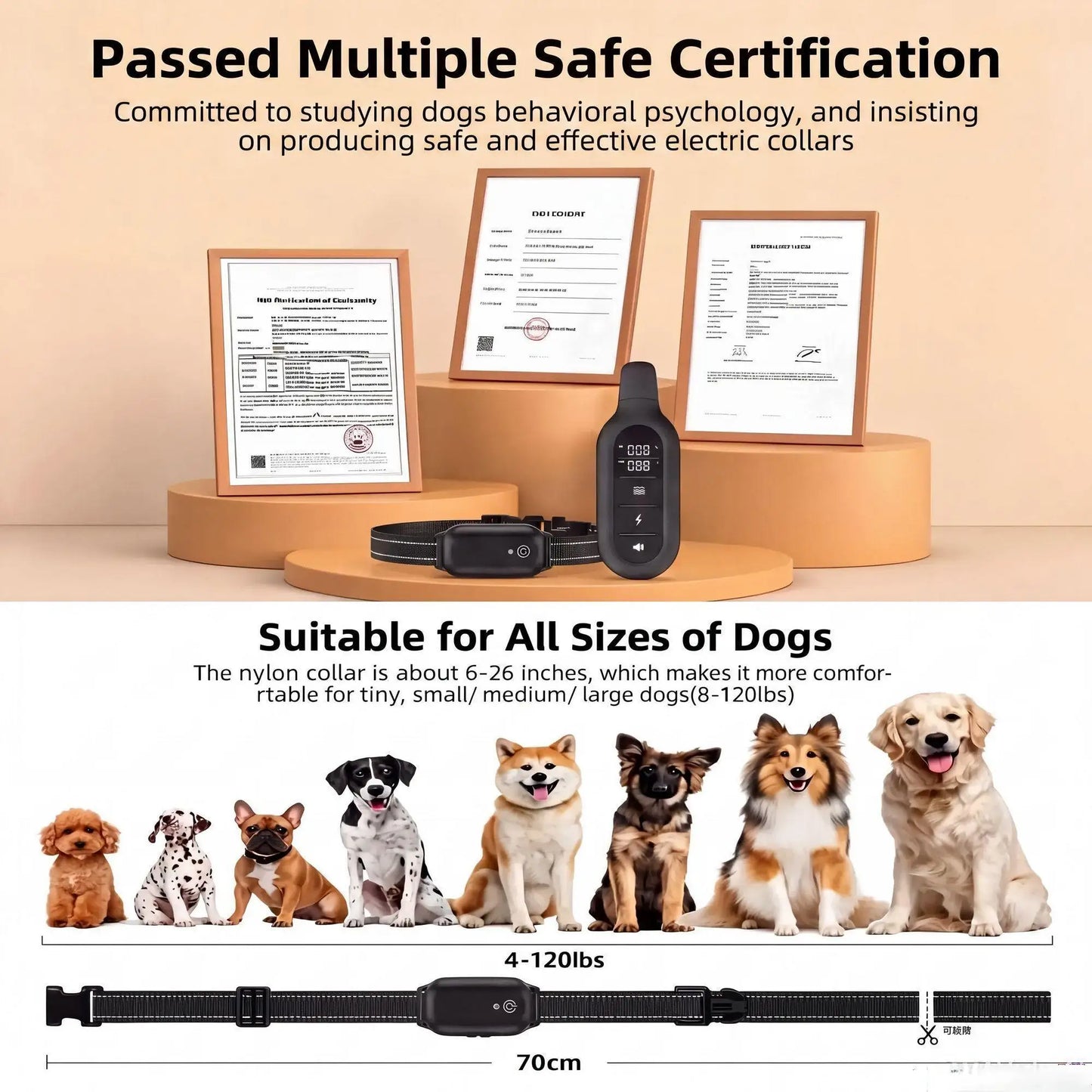 1000M Dog Training Collar Remote Control, Waterproof Rechargeable Dog Bark Collar with Shock Vibration Modes for All Dogs